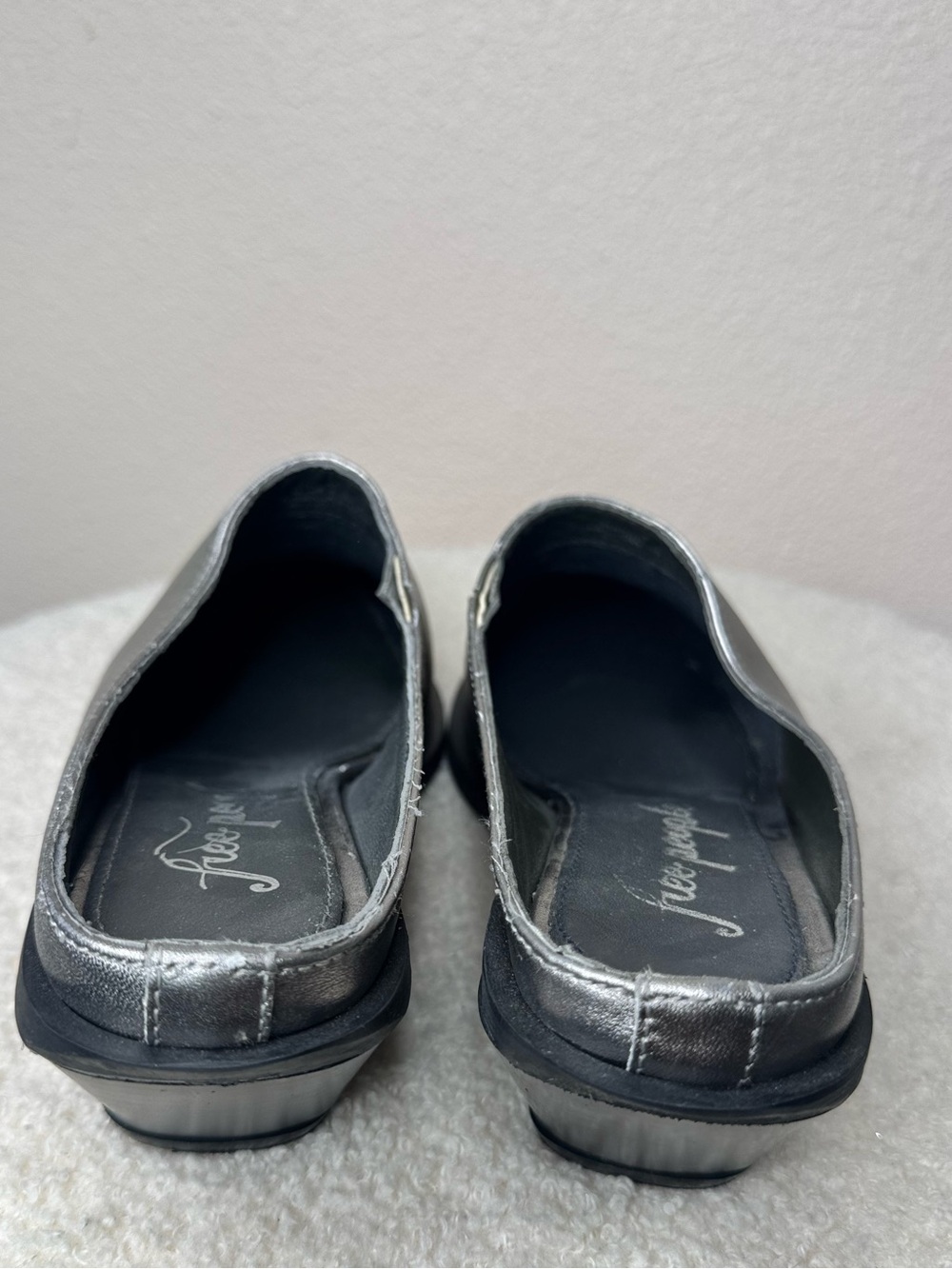 Free People Mules Wedge Tallulah Leather Sip On Wedge Silver size 11 - Picture 4 of 9